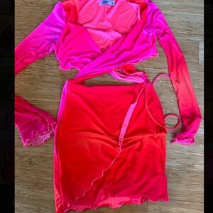 Tiger Mist Pink and Red Mini Skirt